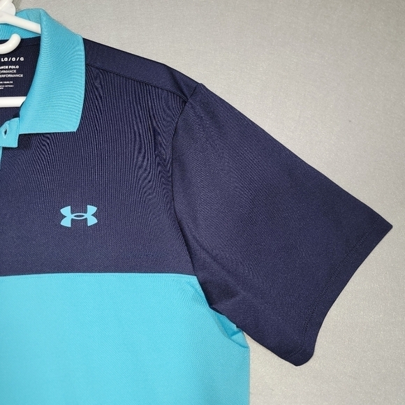 Under Armour Mens The Performance Polo Blue Color Block Size Large - Picture 5 of 10